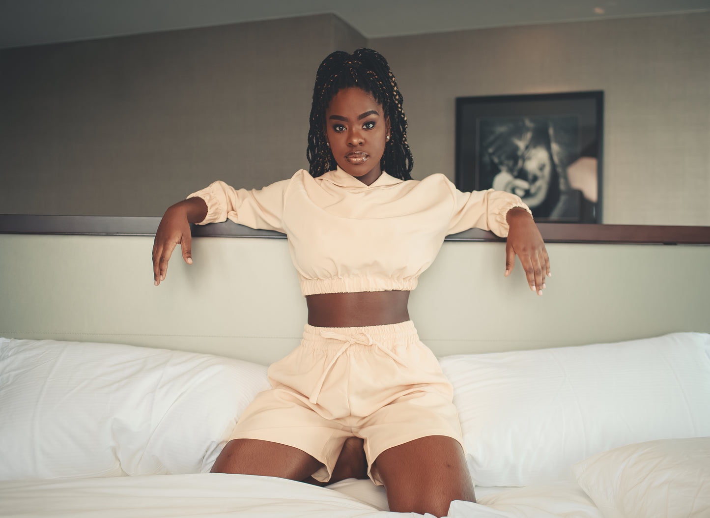 Hoodie crop de malha